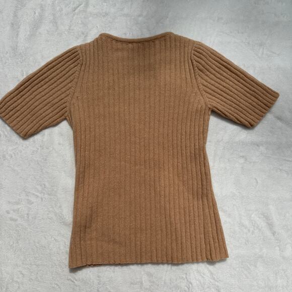 Baserange Simin Ribbed Merino Wool Sweater Tee Size Small NWT $125 Beige Rose - Picture 6 of 16
